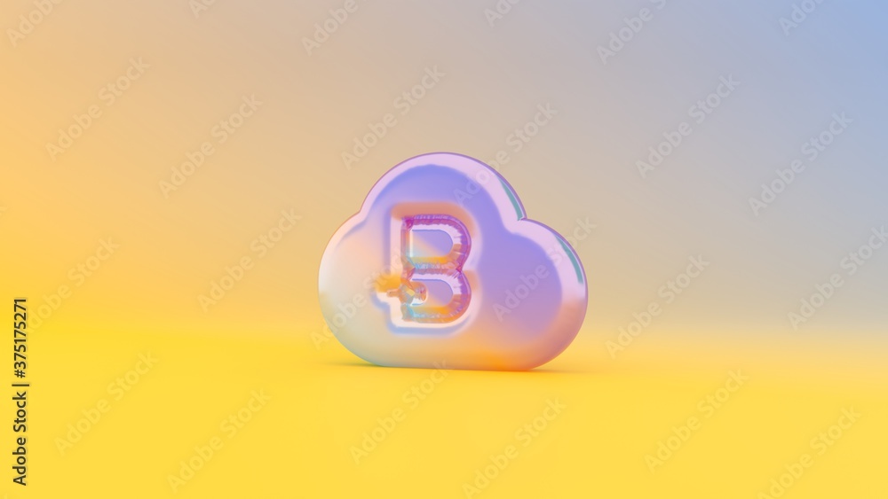 Poster 3d rendering colorful vibrant symbol of bitcoin on colored background