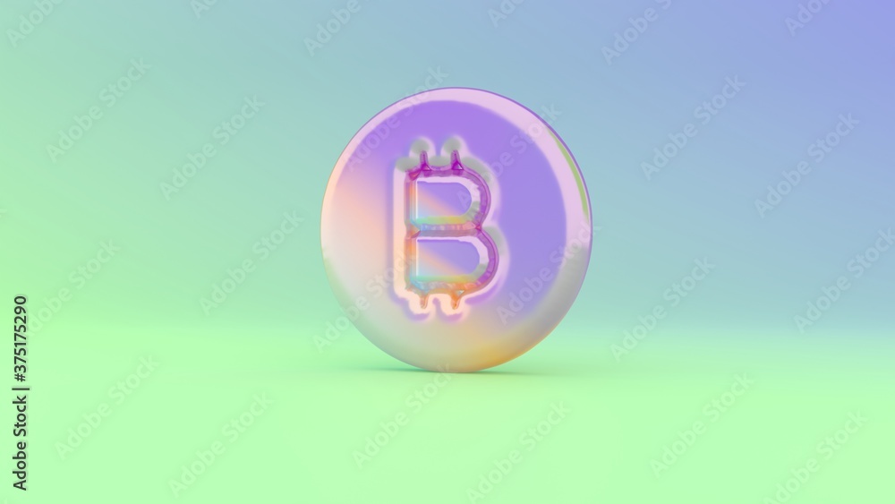 Aufkleber 3d rendering colorful vibrant symbol of bitcoin coin on colored background