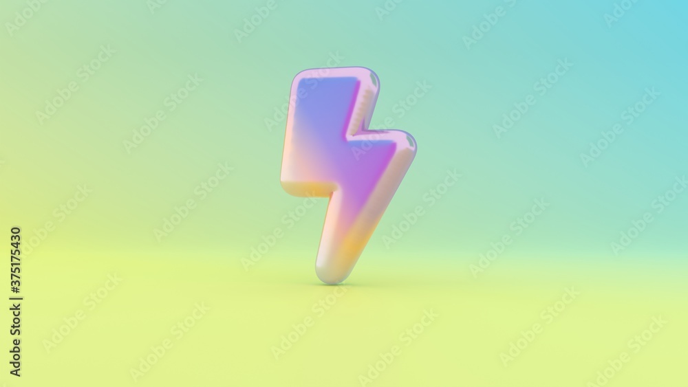 Poster 3d rendering colorful vibrant symbol of bolt of lightning on colored background