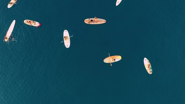 Stand up paddle sup vista verticale in mare