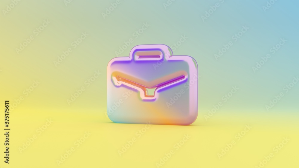 Poster 3d rendering colorful vibrant symbol of briefcase on colored background