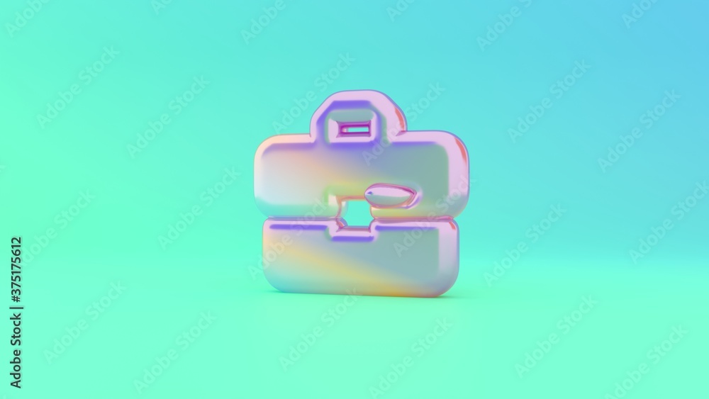 Poster 3d rendering colorful vibrant symbol of briefcase on colored background