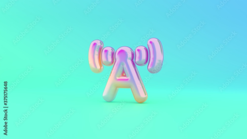 Poster 3d rendering colorful vibrant symbol of broadcast tower on colored background