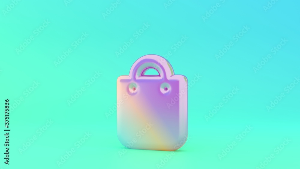 Poster 3d rendering colorful vibrant symbol of bag on colored background