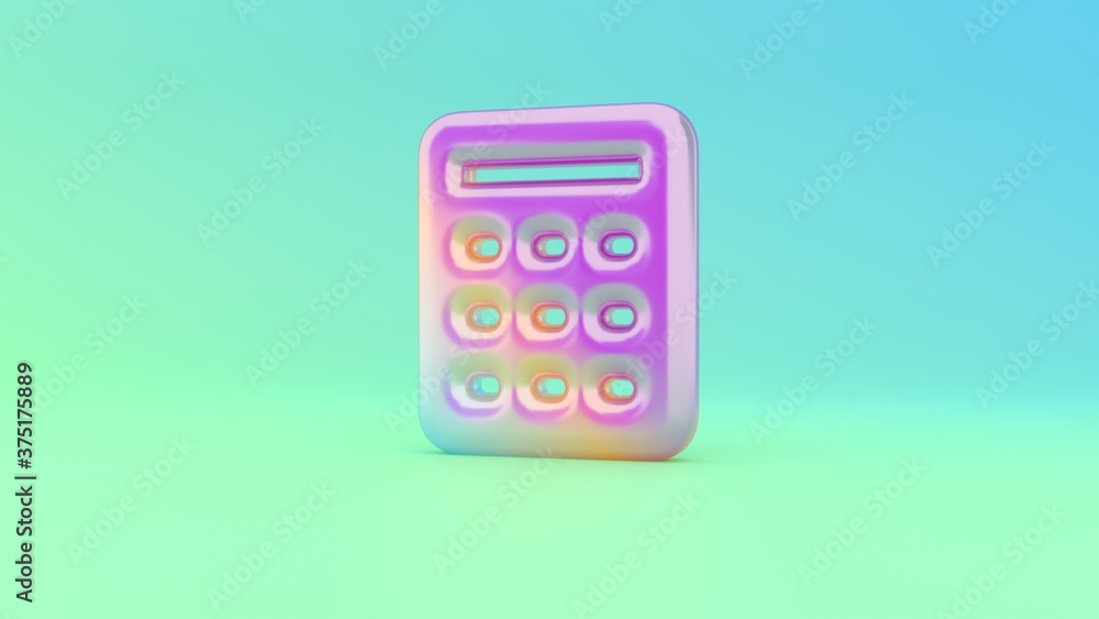 Poster 3d rendering colorful vibrant symbol of calculator on colored background