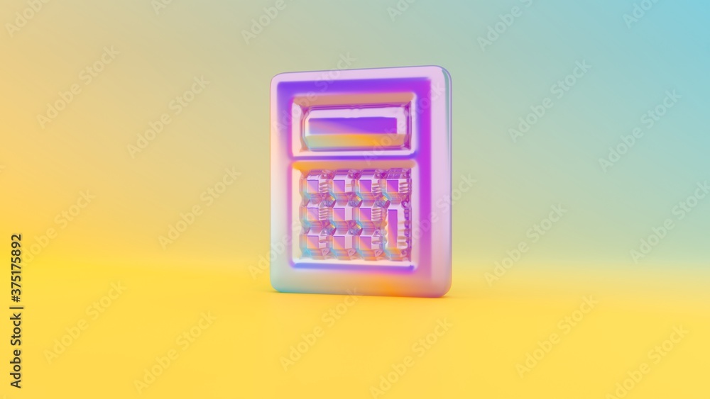 Poster 3d rendering colorful vibrant symbol of calculator on colored background