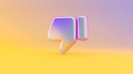 3d rendering colorful vibrant symbol of thumbs down on colored background