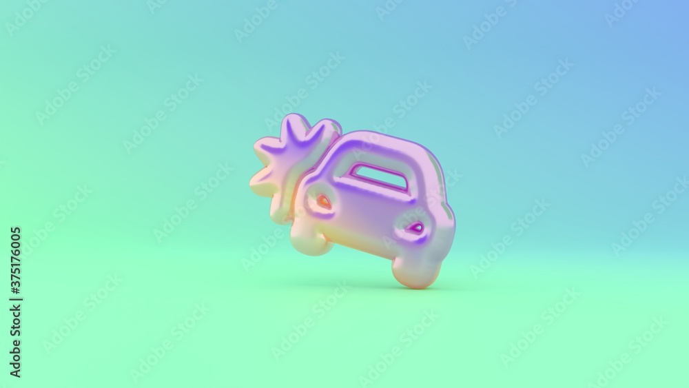 Poster 3d rendering colorful vibrant symbol of car crash on colored background