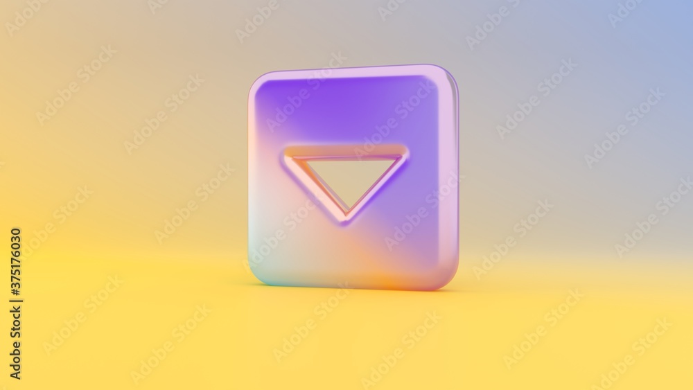 Poster 3d rendering colorful vibrant symbol of caret square down on colored background