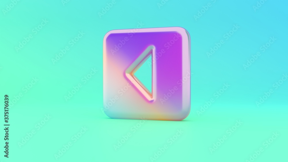 Poster 3d rendering colorful vibrant symbol of caret square left on colored background