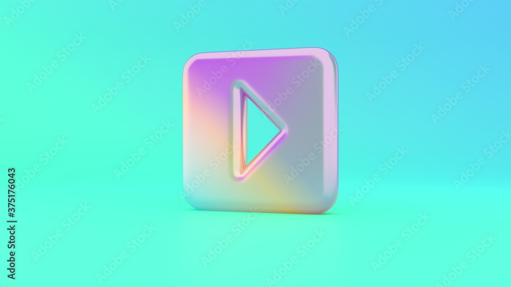 Poster 3d rendering colorful vibrant symbol of caret square right on colored background