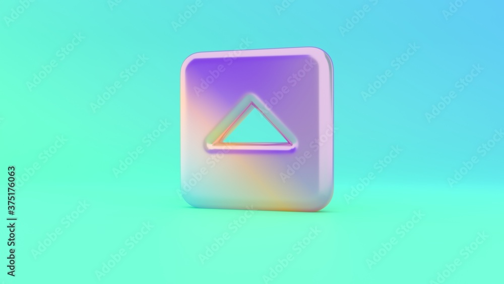 Poster 3d rendering colorful vibrant symbol of caret square up on colored background