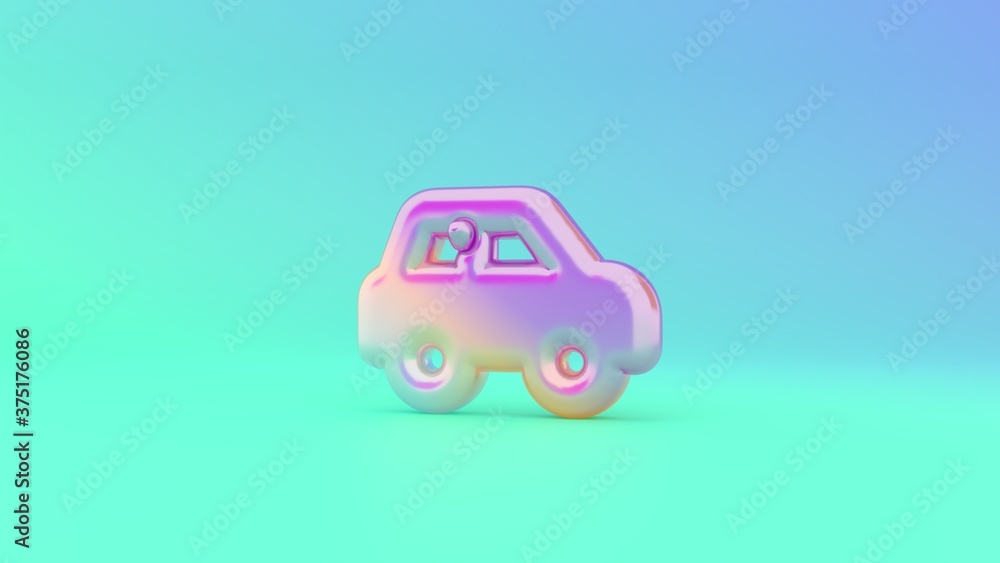 Poster 3d rendering colorful vibrant symbol of car side on colored background