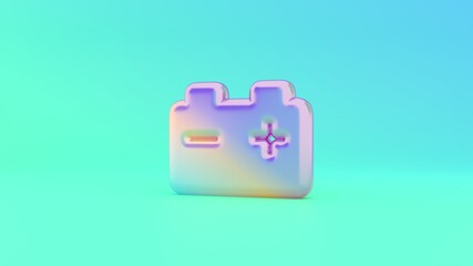 3d rendering colorful vibrant symbol of car battery on colored background