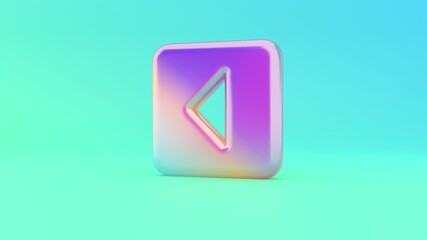 3d rendering colorful vibrant symbol of caret square left on colored background
