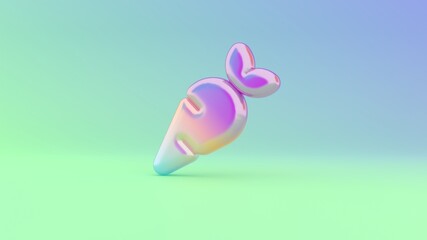 3d rendering colorful vibrant symbol of carrot on colored background