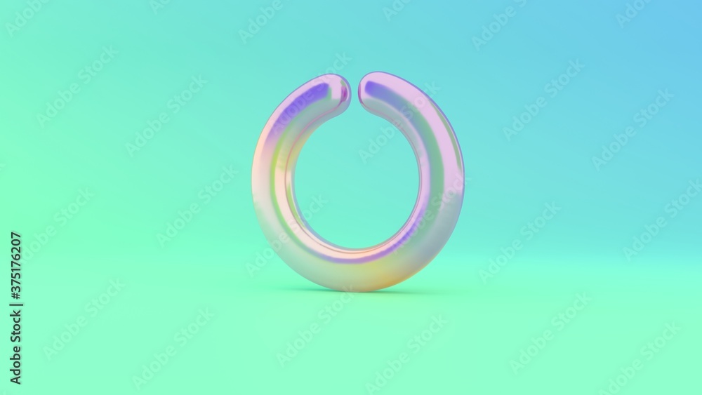 Poster 3d rendering colorful vibrant symbol of circle notch on colored background