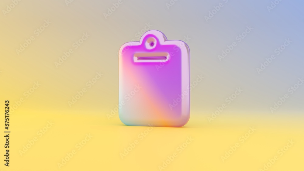 Poster 3d rendering colorful vibrant symbol of clipboard on colored background