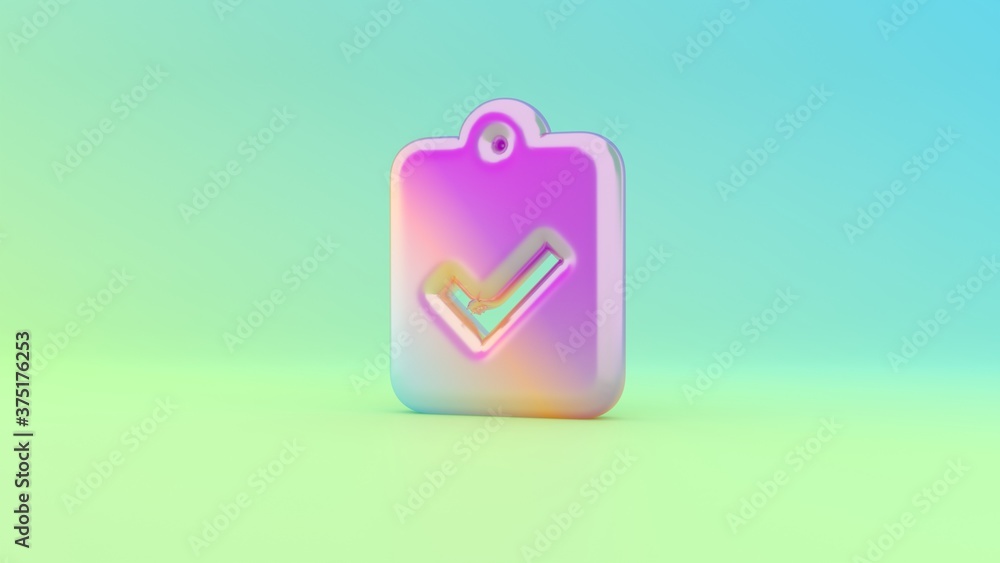 Poster 3d rendering colorful vibrant symbol of clipboard check on colored background