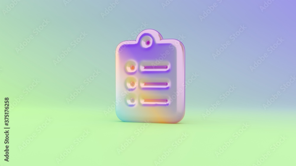 Aufkleber 3d rendering colorful vibrant symbol of clipboard list on colored background