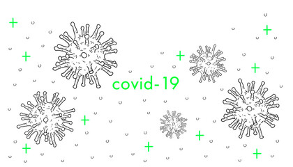 minimalistic cover with coronavirus on a white background graphic with bright green details