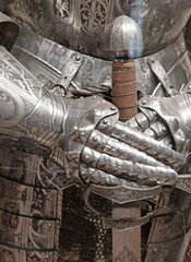 Traditional medieval knight with sword