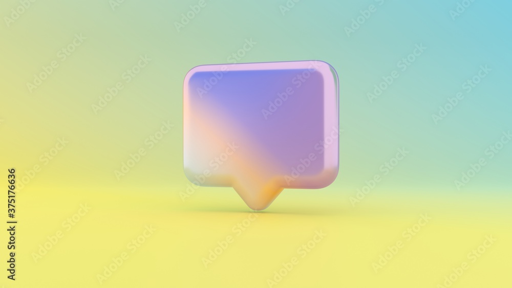 Poster 3d rendering colorful vibrant symbol of rectangular chat bubble on colored background