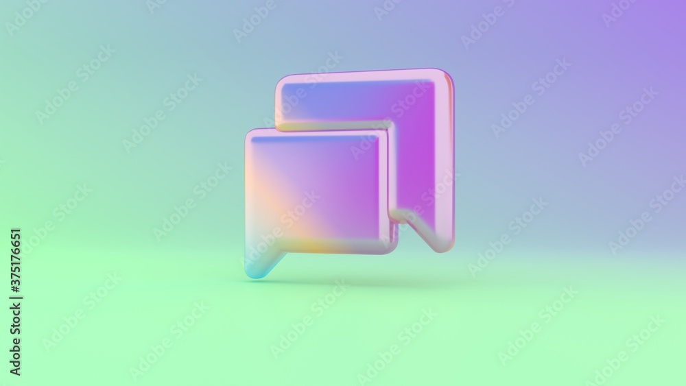 Poster 3d rendering colorful vibrant symbol of rectangular chat bubbles on colored background