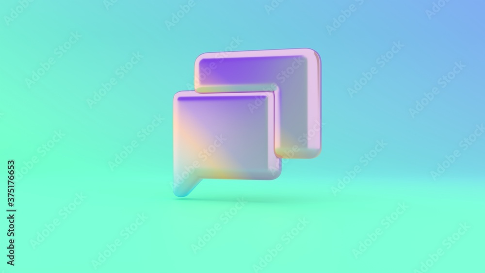 Poster 3d rendering colorful vibrant symbol of rectangular chat bubbles on colored background