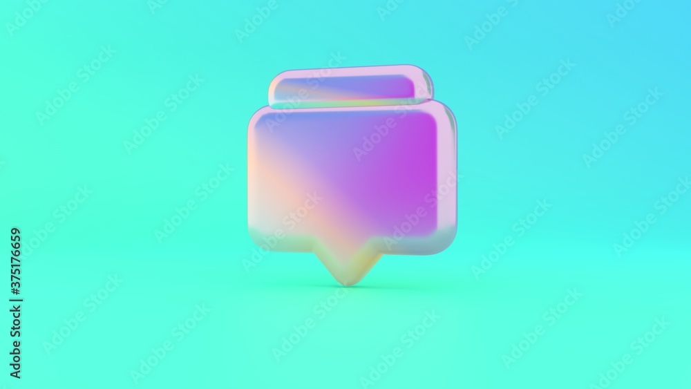 Poster 3d rendering colorful vibrant symbol of rectangular chat bubbles on colored background
