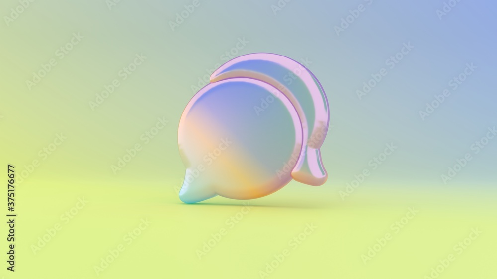 Poster 3d rendering colorful vibrant symbol of rounded chat bubbles on colored background