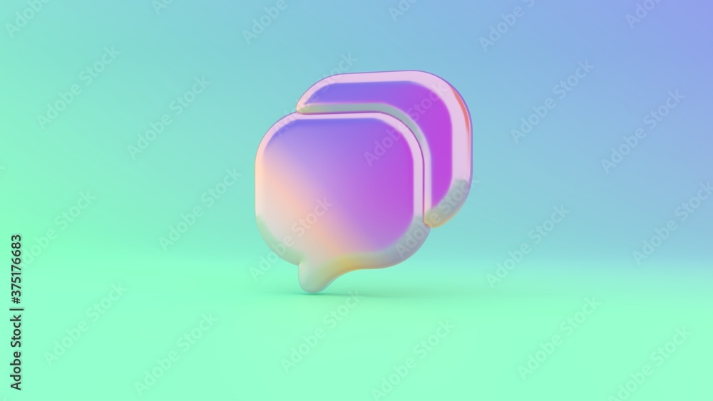 Poster 3d rendering colorful vibrant symbol of rounded chat bubbles on colored background