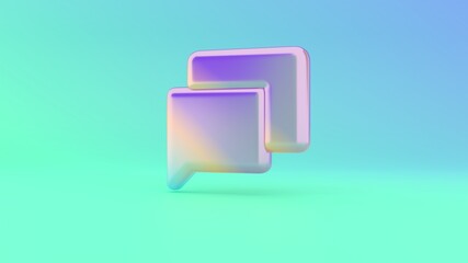 3d rendering colorful vibrant symbol of rectangular chat bubbles on colored background