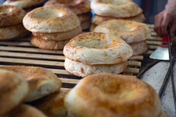 Freshly baked bread. Traditional Armenian cuisine.
