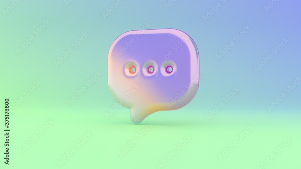 Poster 3d rendering colorful vibrant symbol of rounded chat bubble on colored background
