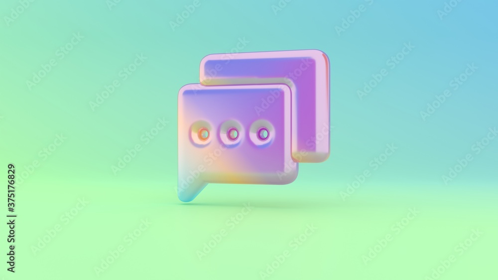 Poster 3d rendering colorful vibrant symbol of two rounded chat bubbles on colored background