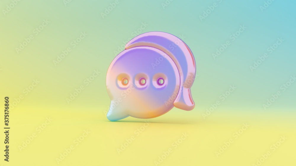 Poster 3d rendering colorful vibrant symbol of two rounded chat bubbles on colored background