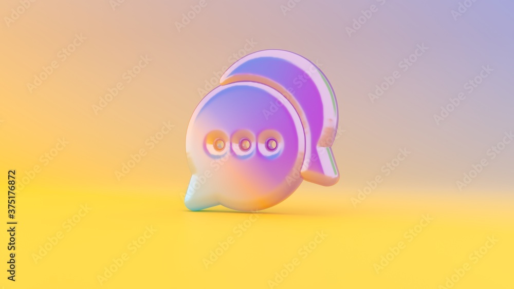 Poster 3d rendering colorful vibrant symbol of two rounded chat bubbles on colored background