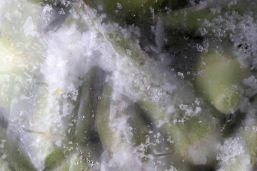 fresh frozen okra close up