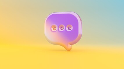 3d rendering colorful vibrant symbol of rounded chat bubble on colored background