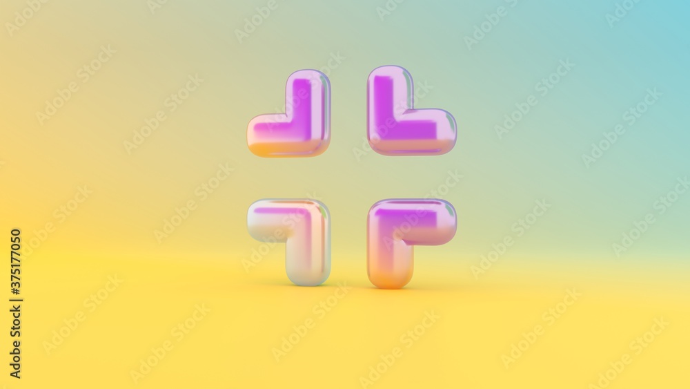 Poster 3d rendering colorful vibrant symbol of compress on colored background