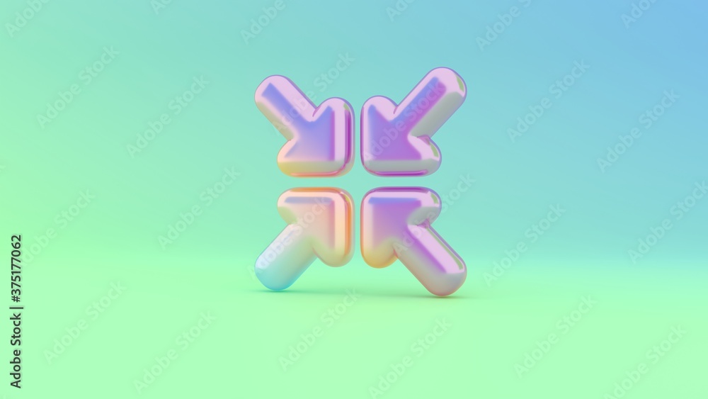 Poster 3d rendering colorful vibrant symbol of compress arrows on colored background