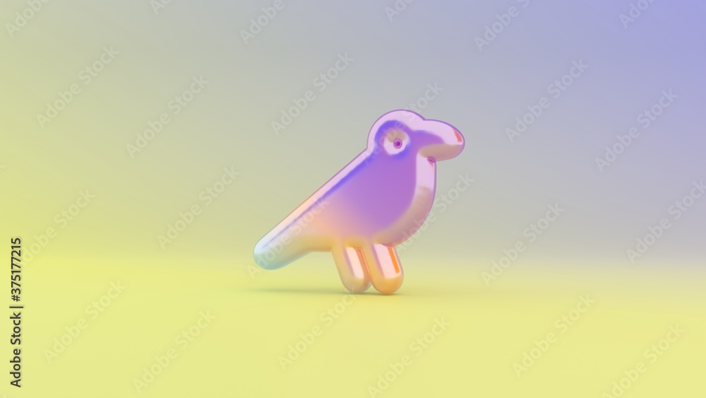 Poster 3d rendering colorful vibrant symbol of crow on colored background