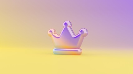 3d rendering colorful vibrant symbol of crown on colored background