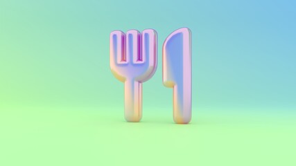 3d rendering colorful vibrant symbol of cutlery on colored background