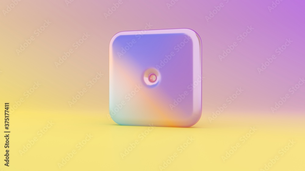 Poster 3d rendering colorful vibrant symbol of dice one on colored background