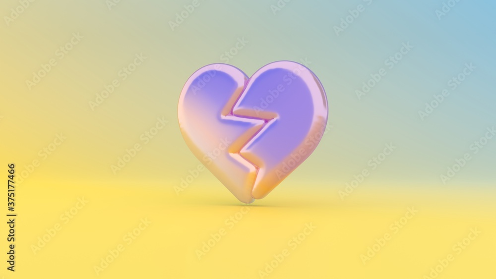 Poster 3d rendering colorful vibrant symbol of dislike on colored background