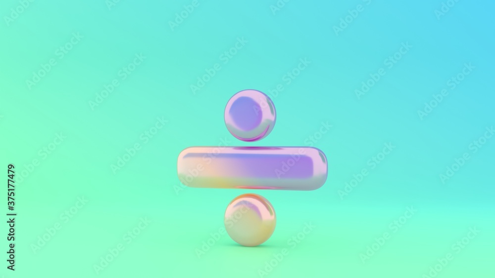Poster 3d rendering colorful vibrant symbol of divide on colored background