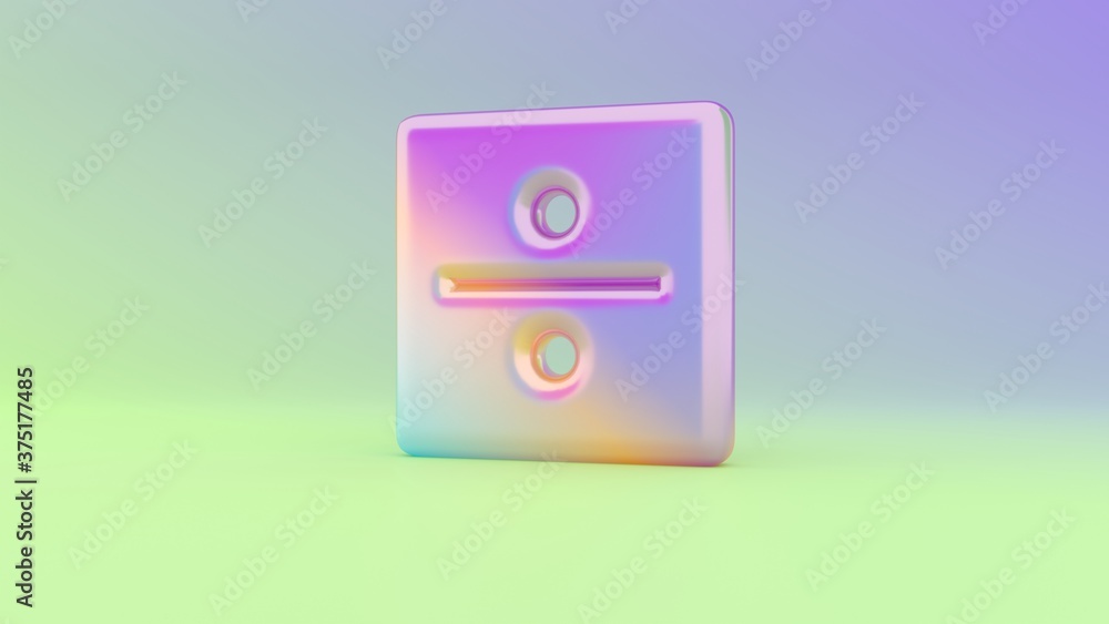 Poster 3d rendering colorful vibrant symbol of divide on colored background
