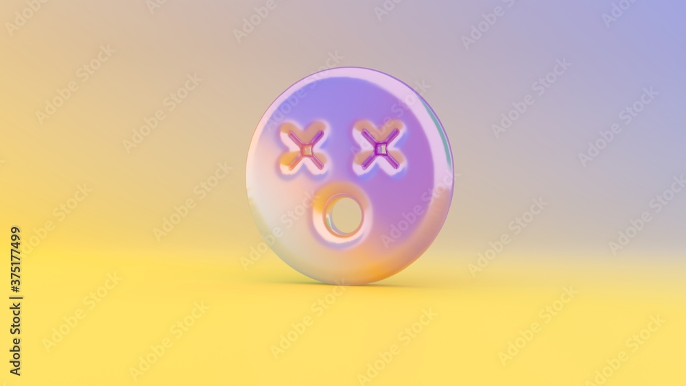 Poster 3d rendering colorful vibrant symbol of dizzy on colored background